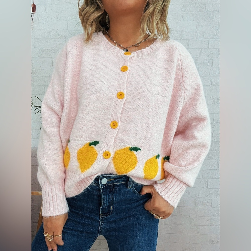 Lemon Pattern Button-Up Cardigan - Picture 11 of 16